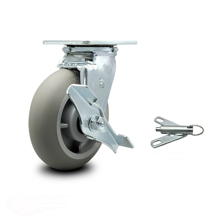 Service Caster 6 Inch Thermoplastic Rubber Caster with Roller Bearing and Brake/Swivel Lock SCC SCC-30CS620-TPRRD-TLB-BSL